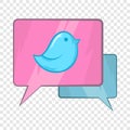 Bird on a speech bubble icon, cartoon style Royalty Free Stock Photo