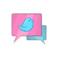 Bird on a speech bubble icon, cartoon style Royalty Free Stock Photo