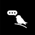 Bird with speech bubble icon isolated on dark background Royalty Free Stock Photo