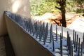 Bird Spikes Installed on Apartment Balcony Royalty Free Stock Photo