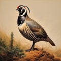 Realistic Hyper-detailed Quail Painting On Hill - Art Of The Congo