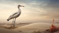 Seagull Galgo: A Surreal Hybrid Bird Standing On Sand Dunes