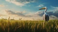Dreamy Penguin: A Hyperrealistic Illustration Of A Penguin Grazing In A Grassy Field