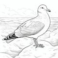 Hyper-realistic Seagull Coloring Page For Winter Fun