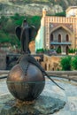 Bird statue and Sulfur Baths houses of Old Town of Tbilisi