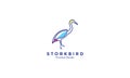 Bird stork line colorful logo symbol vector icon design illustration Royalty Free Stock Photo