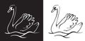 Bird Swan on a black and white background Royalty Free Stock Photo