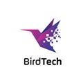 Bird technology logo vector design illustration. tech logo, bird and pixel tech concept design