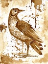 Bird thrush drawn coffee