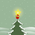 Bird on top of Christmas tree Royalty Free Stock Photo