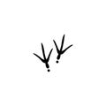 Bird trail vector icon. Turkey trace. Black Bird footprints track