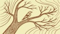 Bird on tree bark pattern, blending with nature, harmonious wildlife art, vector design Generative AI Royalty Free Stock Photo