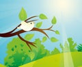 Bird On A Tree Branch And A Sunny Day Royalty Free Stock Photo