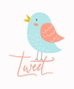 Bird tweet whimsical graphic