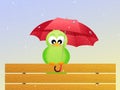 Bird with umbrella Royalty Free Stock Photo