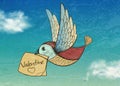 Bird with valentine card. Invitation Royalty Free Stock Photo