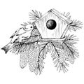 848 Bird, Illustration, Picture In Black And White