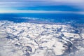 Bird view from airplane: Snow-capped land of Pennsylvania Royalty Free Stock Photo