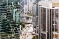 Bird view of cityscape, modern buildings, highway in Hong Kong City in China Royalty Free Stock Photo