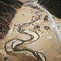 Bird view of Meandering river in Shangri-La