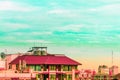 Bird view over silhouette cityscape and construction site Royalty Free Stock Photo