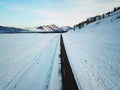 Bird view of road in Kanas in Xinjiang, China Royalty Free Stock Photo