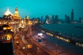 Bird view at Shanghai Bund European-style buildings of night Royalty Free Stock Photo