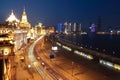 Bird view at Shanghai Bund European-style buildings of night Royalty Free Stock Photo