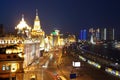 Bird view at Shanghai Bund European-style buildings of night Royalty Free Stock Photo