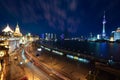 Bird view at Shanghai Bund European-style buildings of night Royalty Free Stock Photo