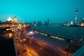 Bird view at Shanghai Bund European-style buildings of night Royalty Free Stock Photo