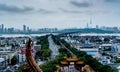 bird view of wuhan city in china
