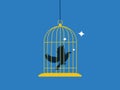 bird was trapped in a cage. Concept of lack of freedom and imprisonment. vector