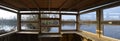 Bird watching hide looking out on to nature reserve. Royalty Free Stock Photo
