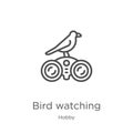 bird watching icon vector from hobby collection. Thin line bird watching outline icon vector illustration. Outline, thin line bird Royalty Free Stock Photo