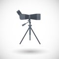 Bird watching monocular on tripod flat icon