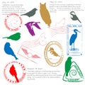 Bird Watching Stamps Icon Set