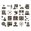 Bird Watching Tourism Glyph Set Vector Royalty Free Stock Photo