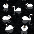 Bird water background, swans and lake seamless pattern, Royalty Free Stock Photo