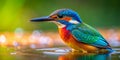 Bird in water close shot colorful AI-Created Content