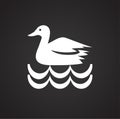Bird in water icon on black background for graphic and web design, Modern simple vector sign. Internet concept. Trendy symbol for Royalty Free Stock Photo