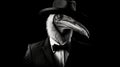 Pop Art Detective Pelican: A Stylish Monochrome Portrait With Clever Wit
