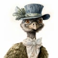 Whimsical Illustration Of A Young Female Emu In Beatrix Potter Style