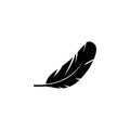 Bird Wing Feather, Nib Pen, Plumage. Flat Vector Icon illustration. Simple black symbol on white background. Bird Wing Feather, Royalty Free Stock Photo