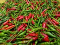 Bird's eye chili, green and red colour chillies