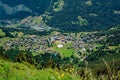 Bird& x27;s Eye View of Wengen: Scenic Panorama of an Old Alpine Village in Switzerland& x27;s Berner Alps Royalty Free Stock Photo