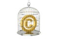 Birdcage with copyright symbol inside, 3D rendering Royalty Free Stock Photo