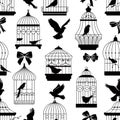 Birdcages and Bows Pattern Vector Royalty Free Stock Photo