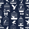 Birdcages with Bows Pattern Vector Royalty Free Stock Photo