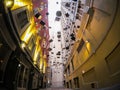 Birdcages empty hanging over Angel Place, Sydney. Artwork by Michael Thomas Hill in Angel PL. The image in fish eyes angle lens. Royalty Free Stock Photo